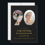 90th Birthday Number 90 Photo Collage Modern Black Invitation<br><div class="desc">Mark ninety years of wonderful memories and adventures with this captivating 90th Birthday Number Photo Collage. This customizable template is the perfect blend of creativity and sentiment, allowing you to create a truly memorable gift for your loved one's special day. Capture the essence of incredible years in a single masterpiece...</div>