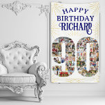 90th Birthday Number with 90 Photos Party Banner<br><div class="desc">90th Birthday Party Banner personalized with the birthday person's name and up to 90 of your favourite photos. This celebration welcome sign features the number 90 filled with 90 pictures and framed with gold fireworks / stars / sunbursts. It is lettered with ornate typography and you are welcome to edit...</div>