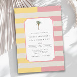 90th Birthday Palm Beach Pastel Stripe Tropical Invitation<br><div class="desc">Celebrate a 90th Birthday in sophisticated coastal style with this Palm Beach–inspired birthday party invitation. This feminine design blends casual luxury with sunny tropical charm with its soft pastel stripes in blush pink, butter yellow, and cream with a minimalist palm tree accent. The clean typography and modern layout make it...</div>