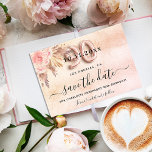 90th birthday pampas rose blush florals elegant save the date<br><div class="desc">A feminine Save the Date for a 90th birthday party. A blush pink, rose gold gradient background decorated with blush pink florals and pampas grass. Personalize and add a date and name/age. The text: Save the Date is written with a large trendy hand lettered style script. Number 90 is written...</div>