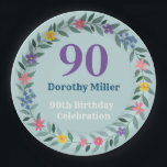 90th Birthday Paper Plates<br><div class="desc">Personalised 90th Birthday paper plates. Celebrate in style with these lovely hand painted design printed floral birthday party plates. Matching invitations and envelopes coming soon!</div>