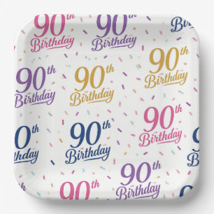 90th Birthday Paper Plates, Ninetieth Party Plate