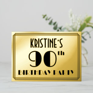 90th Birthday Party — Art Deco Look “90” + Name