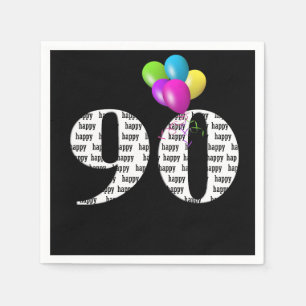 90th birthday party balloons napkin