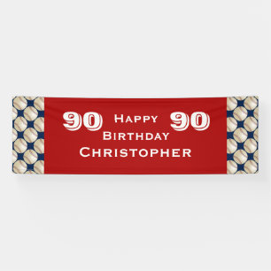90th Birthday Party Baseball, Red Banner