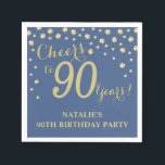 90th Birthday Party Blue and Gold Diamond Napkins<br><div class="desc">90th Birthday Party Invitation with Blue and Gold Glitter Diamond Background. Gold Confetti. Adult Birthday. Man or Woman Birthday. For further customization,  please click the "Customize it" button and use our design tool to modify this template.</div>