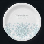 90th Birthday Party Blue White Snowflake Custom Paper Plate<br><div class="desc">Very elegant blue watercolor snowflakes create a pretty border along the bottom of this birthday custom paper plate. Modern and minimalist design has an open and airy feel. The contemporary aesthetic will appeal to people of all ages.</div>
