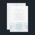 90th Birthday Party Blue White Snowflake Winter Invitation<br><div class="desc">Very elegant blue watercolor snowflakes create a pretty border along the bottom of this adult birthday invitation. Modern and minimalist design has an open and airy feel. The contemporary aesthetic will appeal to people of all ages.</div>