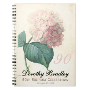 90th Birthday Party Botanical Hydrangea Guest Book