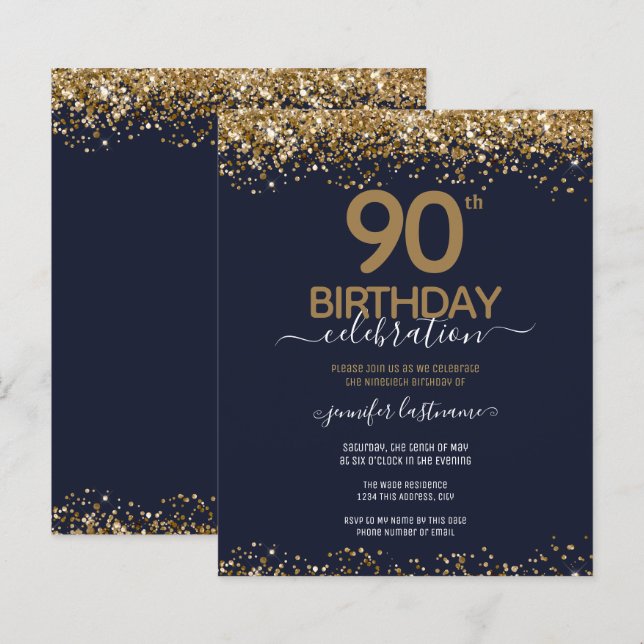 90th Birthday Party Budget Invitation (Front/Back)
