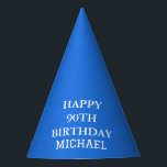 90th Birthday Party Celebration Blue Adult Party Hat<br><div class="desc">Blue and white celebration,  90th Birthday party hats.</div>