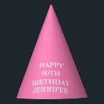 90th Birthday Party Celebration Pink Adult Party Hat<br><div class="desc">Pink and white,  modern,  celebration,  90th Birthday party hats.</div>