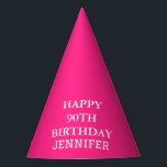 90th Birthday Party Celebration Pink Adult Party Hat<br><div class="desc">Pink and white,  modern,  celebration,  90th Birthday party hats.</div>