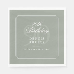 90th Birthday Party Classic Deco Sage Green Napkin