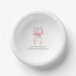 90th Birthday Party Custom Bow Wildflower Paper Plate