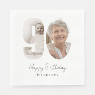 90th Birthday Party Custom Photo Paper Napkin