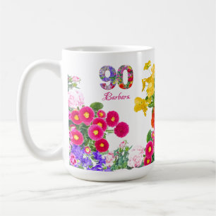 90th Birthday Party - Floral Bouquet 90 Years Coffee Mug