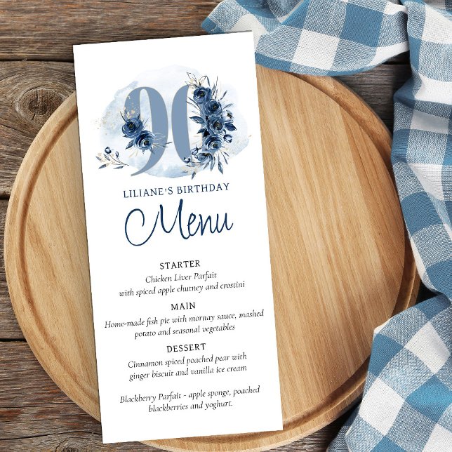 90th Birthday Party Fully Editable Flat Menu (90th birthday party menu)