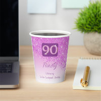 90th Birthday Party Gleaming Pink Glitter