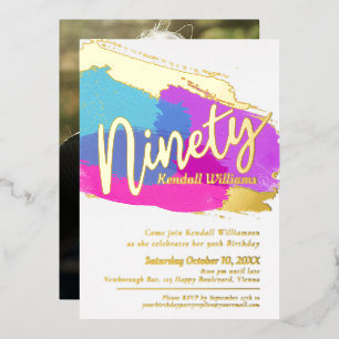 90th Birthday party gold photo bright abstract art