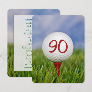 90th Birthday Party Golf theme Invitation