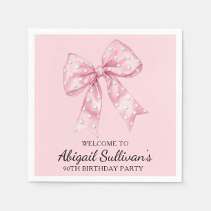 90TH Birthday Party Golf Theme Pink Bow Golf Ball Napkin