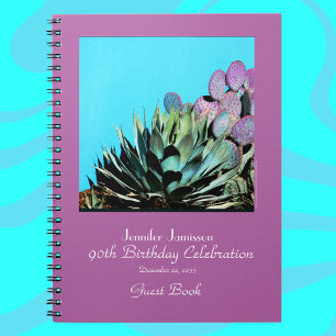 90th Birthday Party Guest Book, Agave and Cactus Notebook