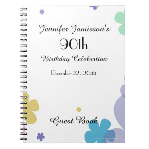 90th Birthday Party Guest Book, Festive Floral Notebook