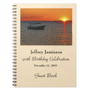 90th Birthday Party Guest Book, Fishing Boat Notebook
