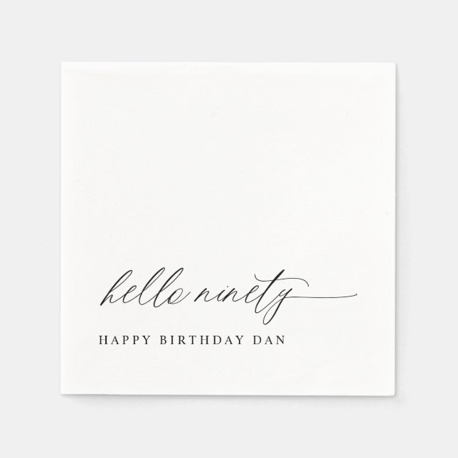 90th Birthday Party Hello 90 Modern Milestone Napkin (Front)