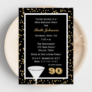 90th Birthday Party Invitation 90 and Confetti