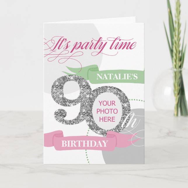 90th Birthday Party Invitation Add Photo and Text (Front)