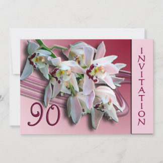 90th Birthday Party Invitation - Orchids