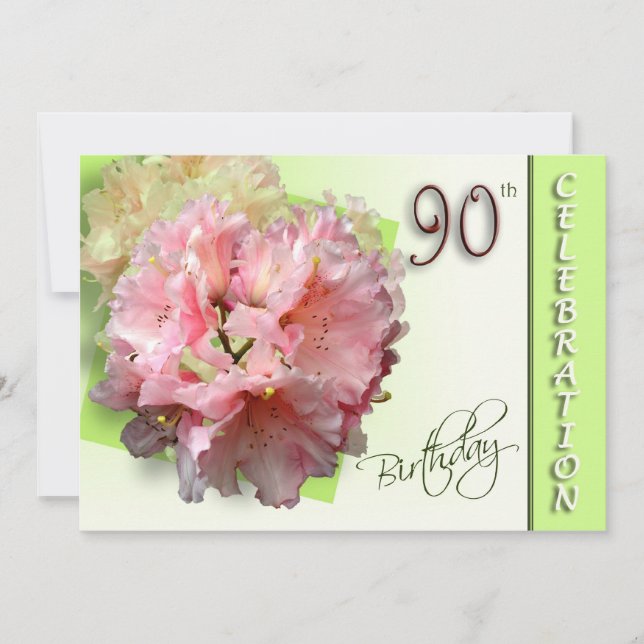 90th Birthday Party Invitation - Rhododendron (Front)