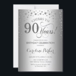 90th Birthday Party Invitation - Silver<br><div class="desc">90th Birthday Party Invitation.
Elegant design with faux glitter silver. Cheers to 90 Years! Message me if you need further customization.</div>