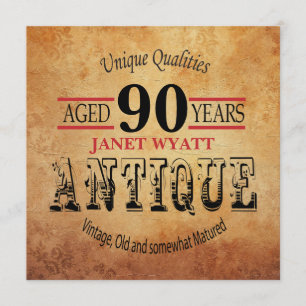 90th Birthday Party Invitation   Vintage - DIY Age