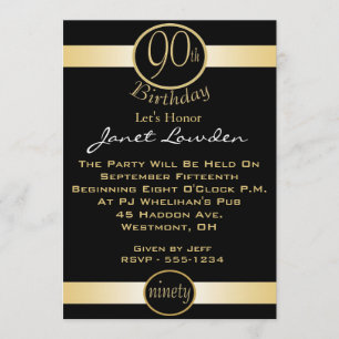 90th Birthday Party Invitations