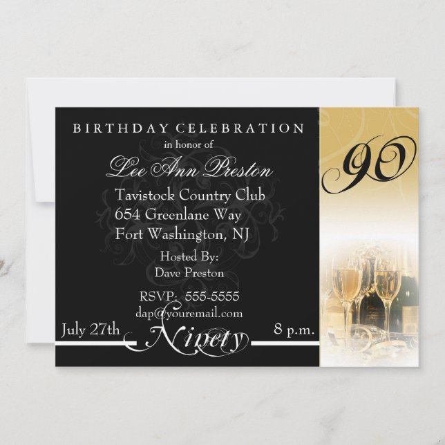 90th Birthday Party Invitations (Front)