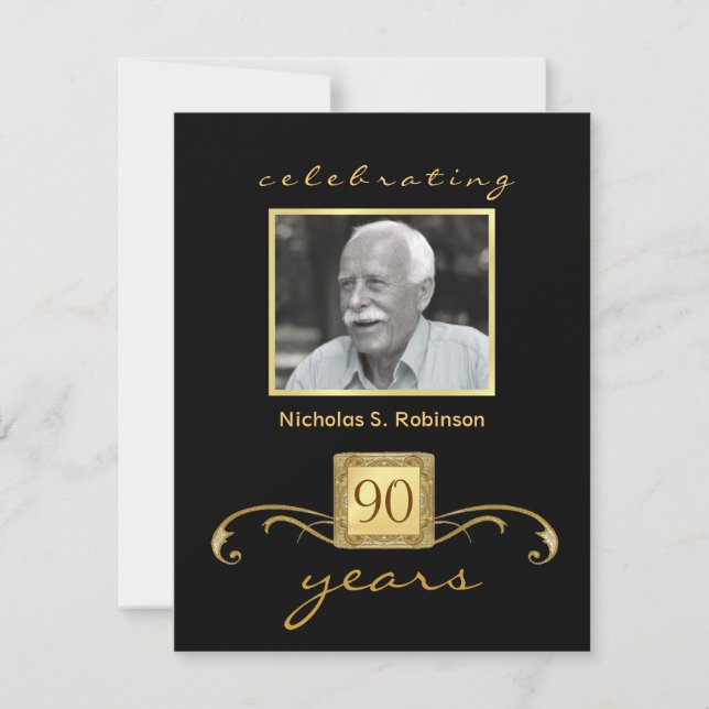 90th Birthday Party Invitations - Formal Monogram (Front)