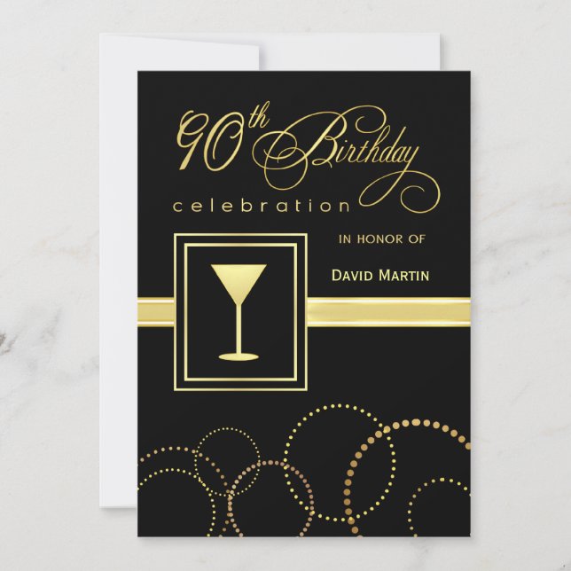 90th Birthday Party Invitations - with Monogram (Front)