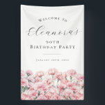 90th Birthday Party January Birth Flower Welcome Banner<br><div class="desc">Elegant watercolor pink carnation flowers create a beautiful floral border at the bottom of this birthday party welcome banner,  carnation flowers are the January birth flower. A trendy font combination gives it a modern vibe. All of the text is editable.</div>
