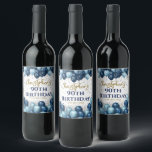 90th Birthday Party Navy Balloons<br><div class="desc">A gorgeous 90th birthday party or celebration wine bottle label. This fabulous royal and light blue and gold balloons design is the perfect bottle label to decorate your wine or drinks bottles for an 90th celebration or ninetieth party.</div>