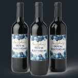 90th Birthday Party Navy Balloons<br><div class="desc">A gorgeous 90th birthday party or celebration wine bottle label. This fabulous royal and light blue and gold balloons design is the perfect bottle label to decorate your wine or drinks bottles for an 90th celebration or ninetieth party.</div>