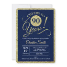 90th Birthday Party - Navy Gold ANY YEAR