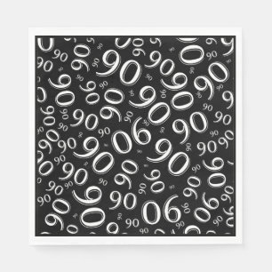 90th Birthday Party Number Pattern Black/White Napkin