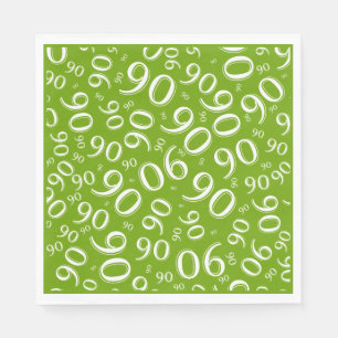90th Birthday Party Number Pattern Green/White Napkin