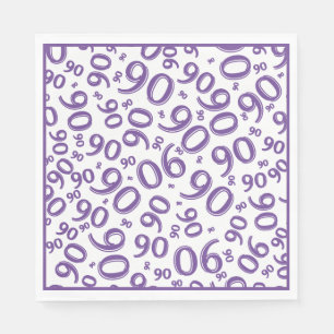 90th Birthday Party Number Pattern Purple/White Napkin