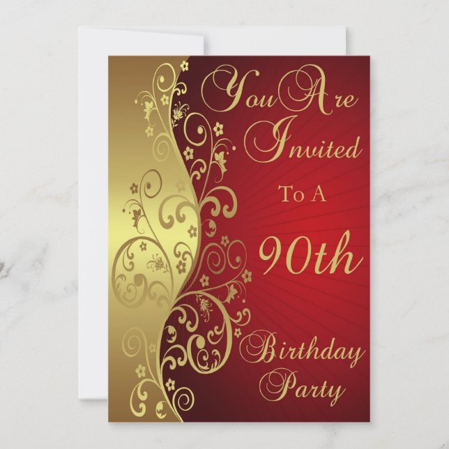 90th Birthday Party Personalized Invitation (Front)