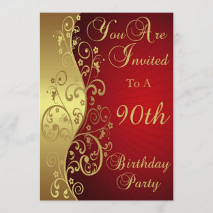 90th Birthday Party Personalized Invitation