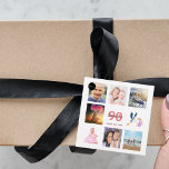 90th birthday party photo collage thank you favour tags<br><div class="desc">A favour tag for a girly 90th birthday party, celebrating her life with a collage of 8 of your photos. Templates for a name, age 90 and a date. Date of birth or the date of the party. Coral and burgundy coloured letters. White background. Back: The text: Thank You for...</div>
